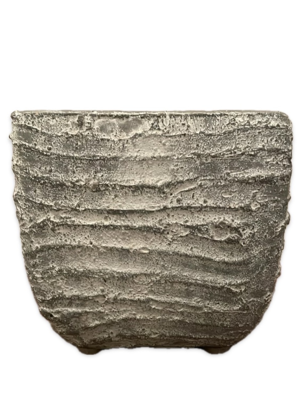 Two Tone Grey White Clay Planter Textured Rustic Round Succulent Plant Pot 6"